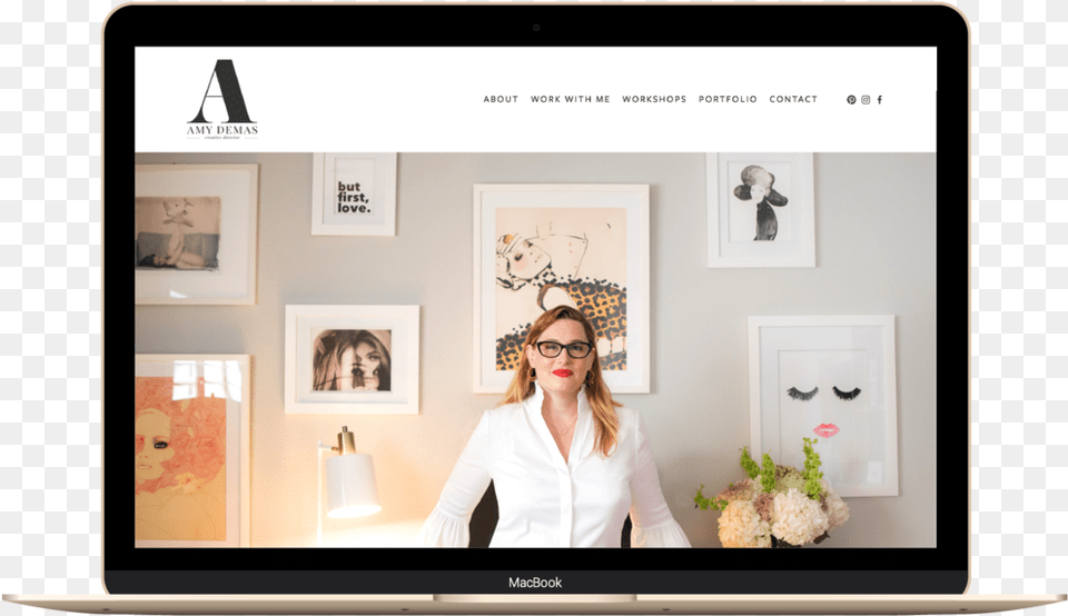 Feminine And Elegant Squarespace Website Design Example Led Backlit Lcd Display, Woman, Sleeve, Plant, Person Free Png Download