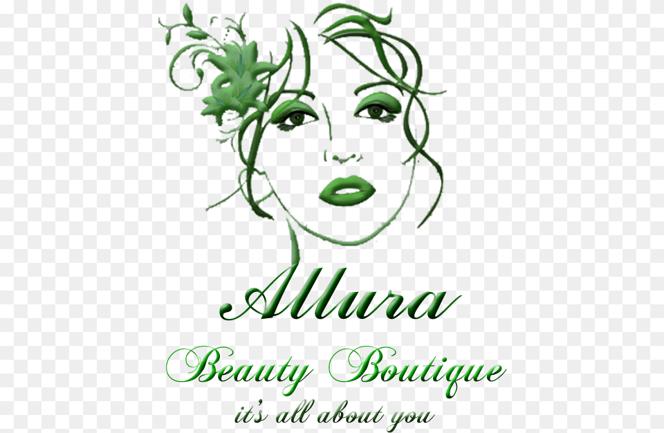 Feminine Upmarket Beauty Salon Logo Design For Allura, Green, Pattern, Art, Graphics Free Png Download