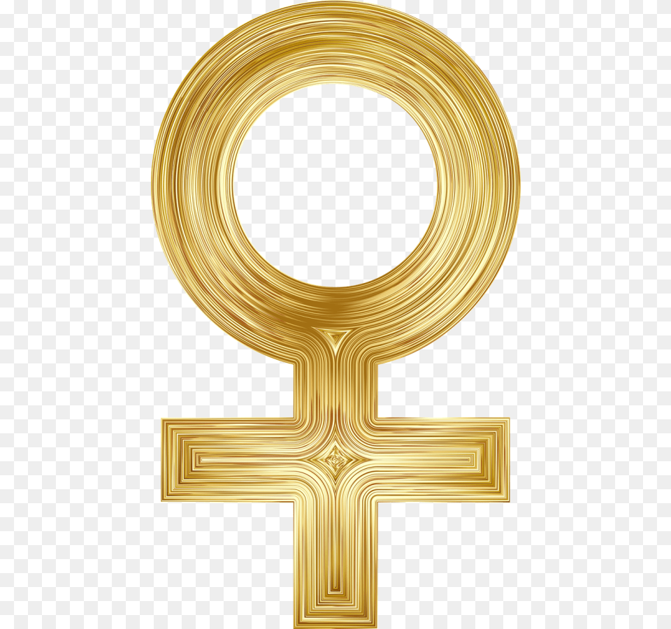 Feminism Represents Much More Than Just Extreme Stereotypes Gold Female Sign, Cross, Symbol, Bronze Free Transparent Png