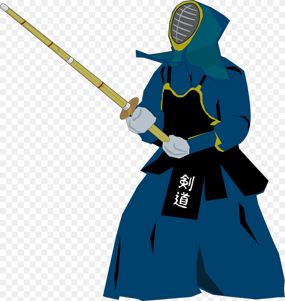 Fencer In His Gear Holding A Yellow Sword Clipart, Person Png