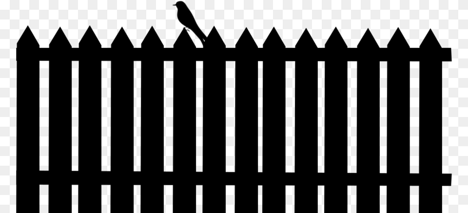 Fencing Clipart Black And White Picket Fence Silhouette, Gray Free Png Download