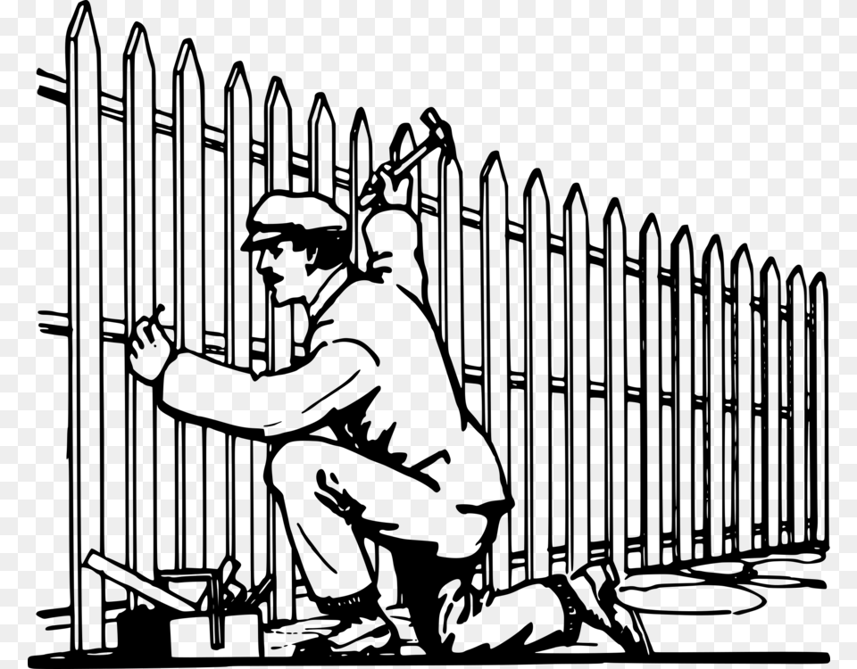 Fencing Drawing Cartoon Building A Fence Clipart, Gray Png Image