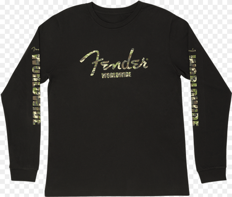 Fender Camo Logo Longsleeve T Shirt Clothing, Long Sleeve, Sleeve, T-shirt Png Image