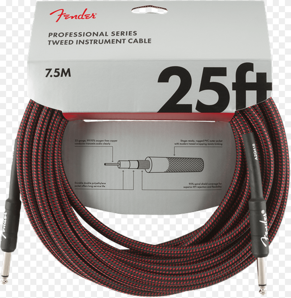 Fender Professional Series Instrument Cable 25 Red, Adapter, Electronics Png Image