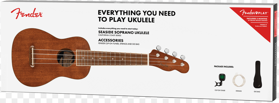 Fender Seaside Soprano Ukulele Pack, Bass Guitar, Guitar, Musical Instrument Free Transparent Png