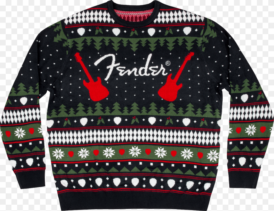 Fender Ugly Christmas Sweater Ugly Christmas Sweater Music, Clothing, Knitwear, Sweatshirt, Hoodie Free Png Download