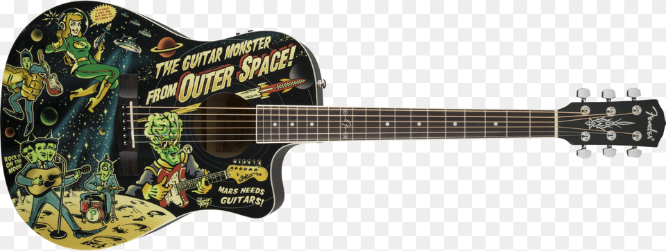 Fender Vince Ray Outer Space Bucket, Guitar, Musical Instrument, Bass Guitar, Person Free Png Download