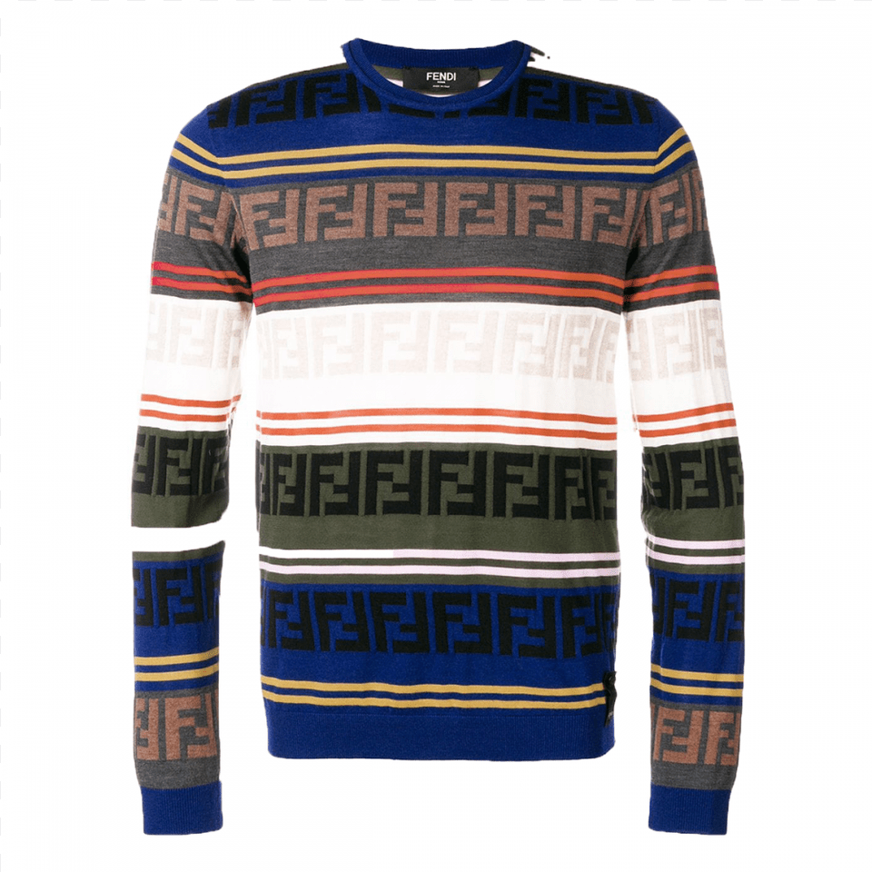 Fendi Logo Multi Color Stripe Sweater Fendi, Clothing, Knitwear, Sweatshirt, Shirt Png Image