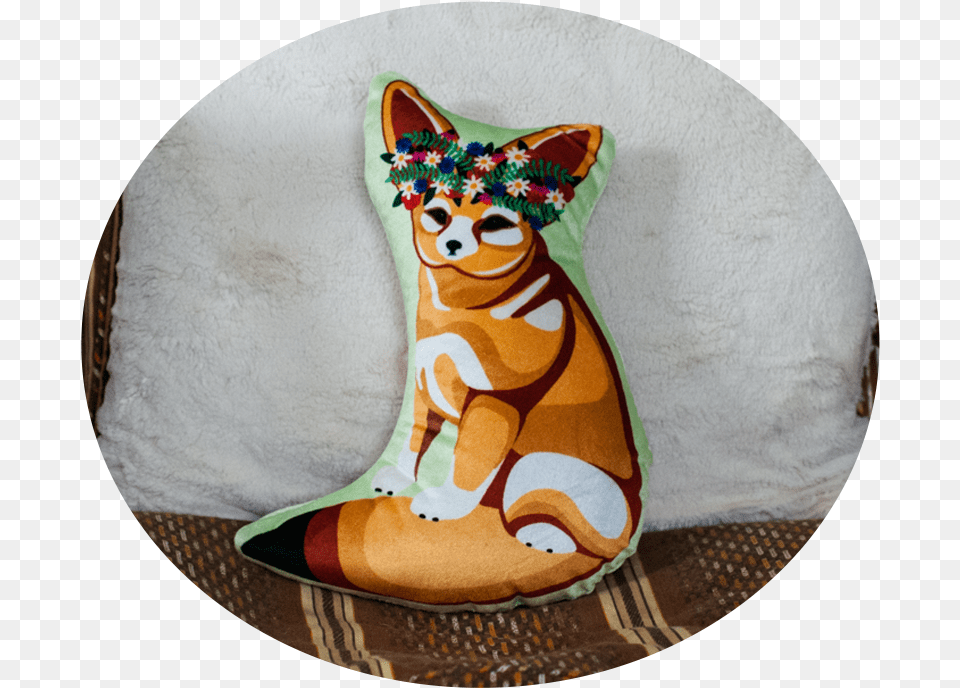 Fennec Fox W Flower Crown Velvet Plushie, Applique, Pattern, Home Decor, Cushion Free Png Download