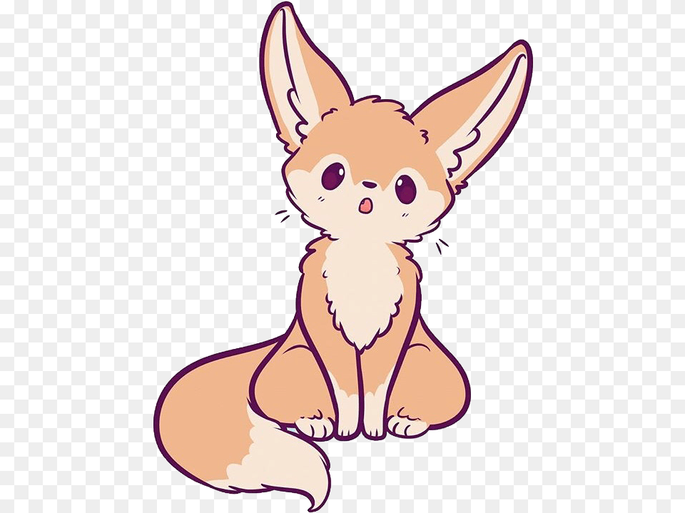 Fennecfox Fox Cute Kawaii Animal Naomilord Freetoedit Cute Fennec Fox Drawing, Baby, Person, Pet, Mammal Png Image