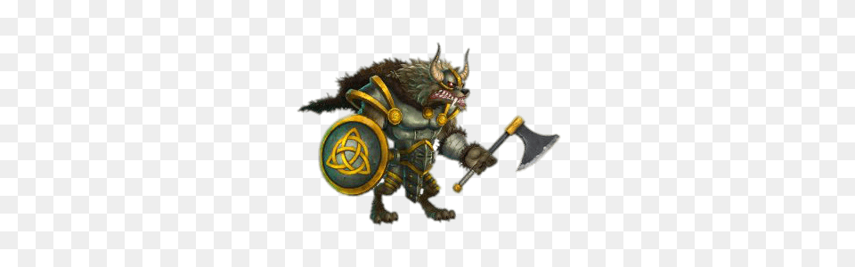 Fenrir Holding Shield And Axe Png