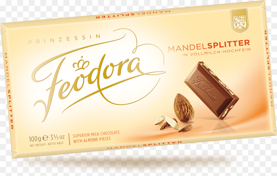 Feodora Milk Chocolate Bar With Almonds, Dessert, Food, Box, Text Free Png
