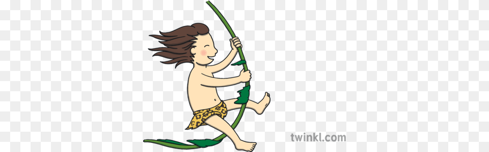 Feral Child Ape Monkey Swinging Tree Ks1 Fish In Plastic Drawing, Baby, Person, Weapon, Bow Free Png Download