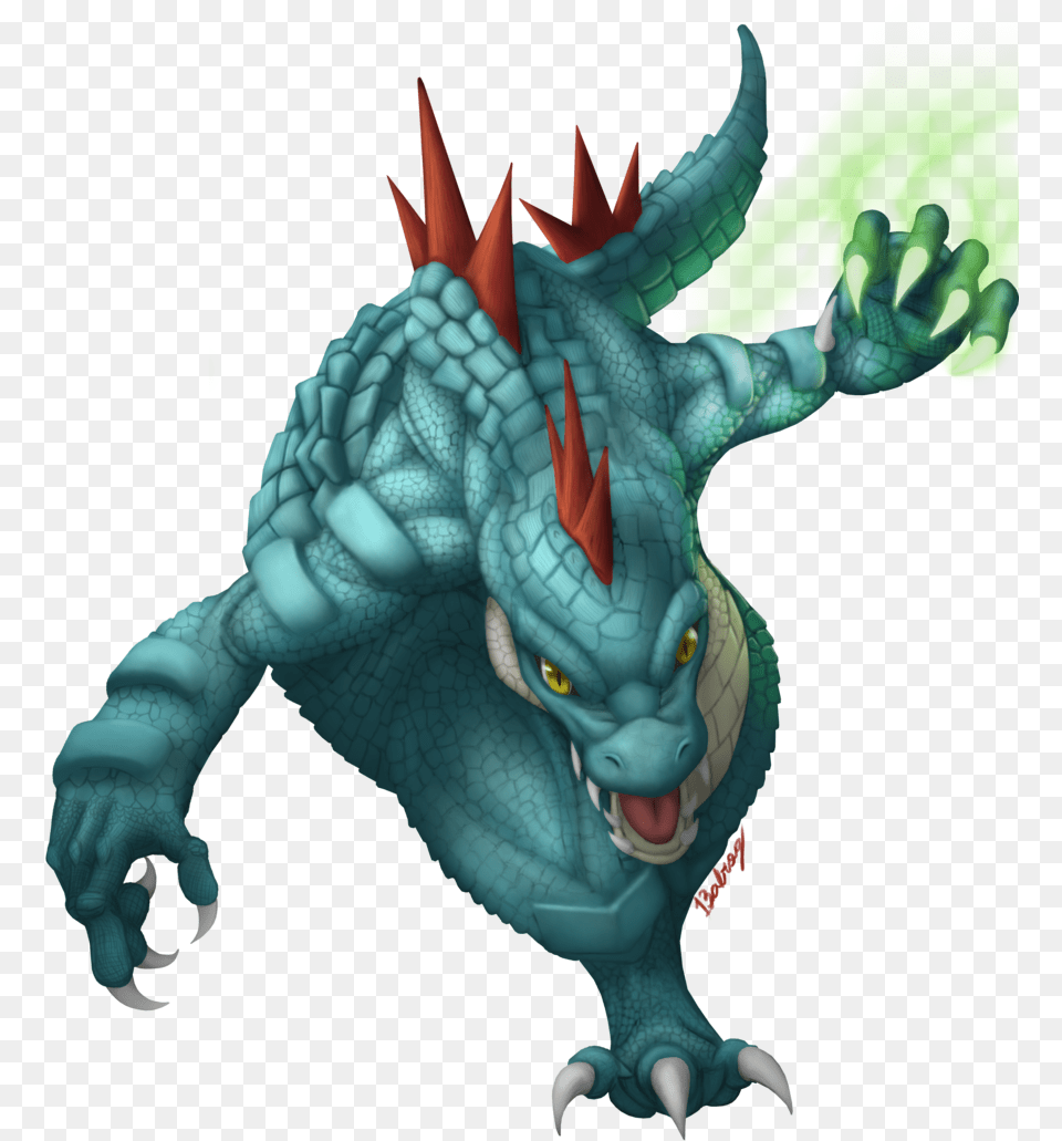 Feraligatr Used Dragon Claw And Crunch In The Feraligatr Fan Art, Animal, Dinosaur, Reptile Png