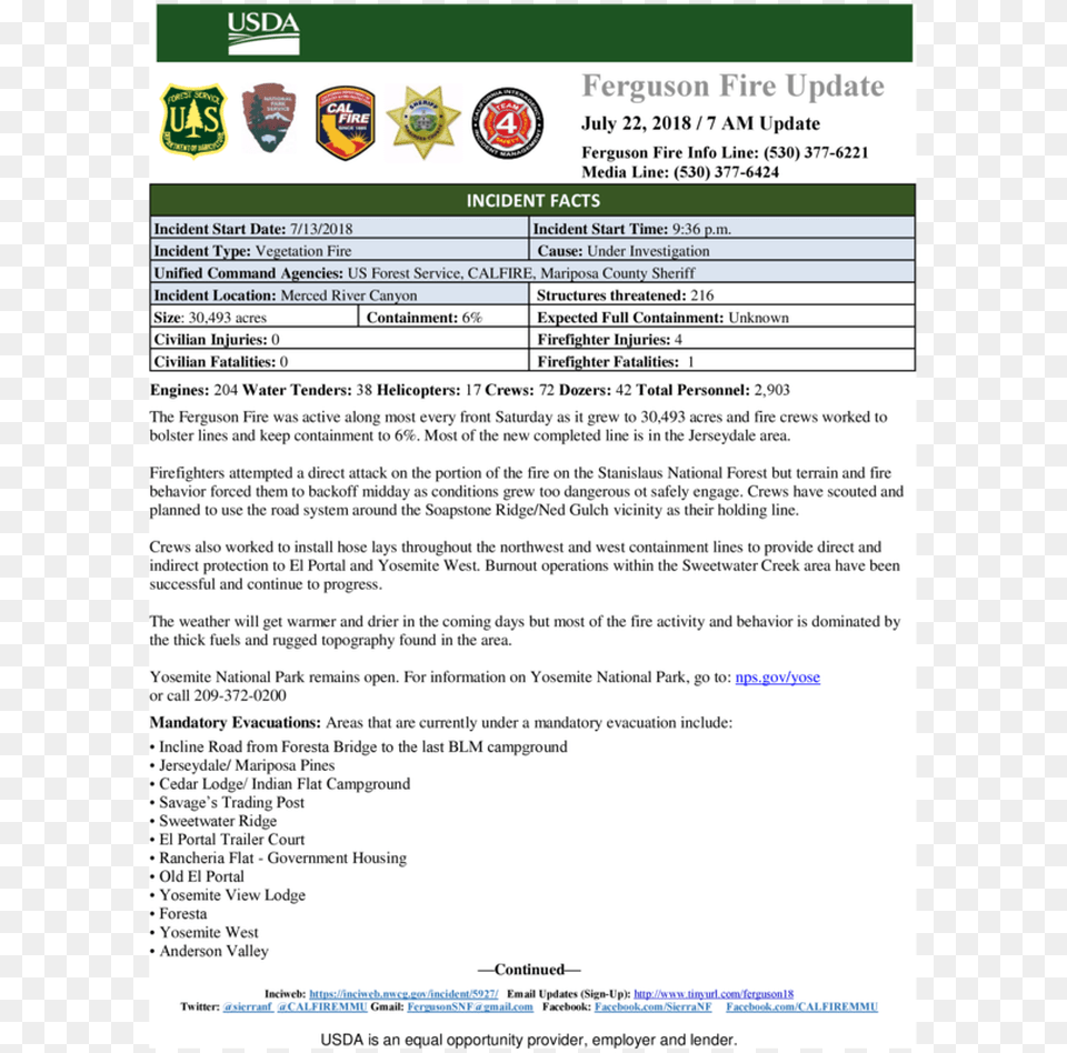 Ferguson Fire Now Over Acres More Evacuations Fire Update, Text, Page, Menu, Advertisement Free Png Download