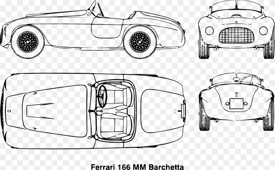 Ferrari 166 Mm Barchetta Blueprint, Gray Free Png
