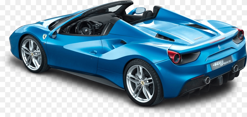 Ferrari 488 Spider Blue Car Back Ferrari 488 Spider, Vehicle, Transportation, Wheel, Machine Free Png Download
