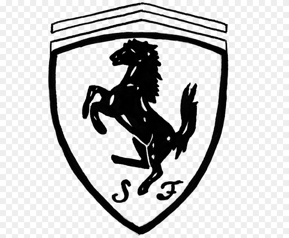 Ferrari Logo Black And White, Armor, Person, Shield, Face Free Png Download