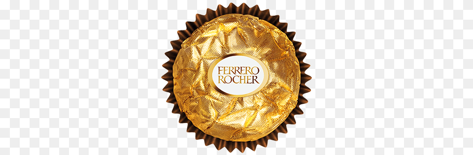 Ferrero Rocher Top View, Gold, Chocolate, Dessert, Food Free Png