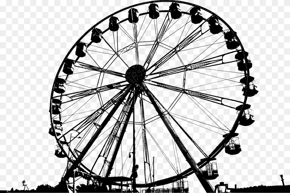 Ferris Wheel Amusement Park Silhouette Amusement, Gray Png