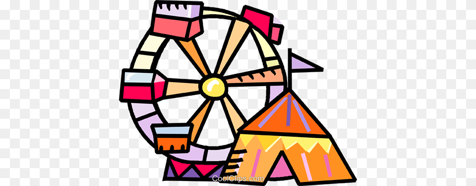 Ferris Wheel And A Circus Tent Royalty Vector Clip Art, Amusement Park, Ferris Wheel, Fun, Ammunition Free Png