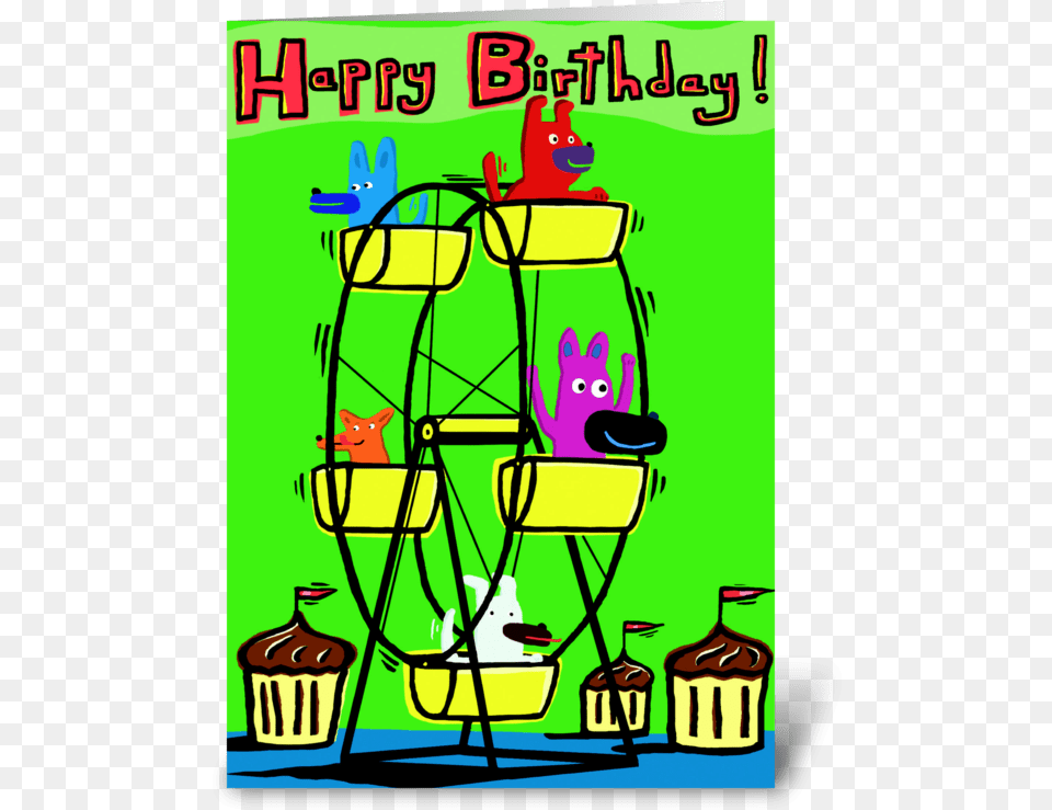 Ferris Wheel Birthday Greeting Card, Fun, Amusement Park, Ferris Wheel, Face Free Png Download