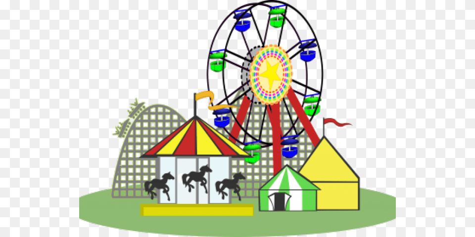Ferris Wheel Clipart Transparent Background Carnival Clipart Black And White, Amusement Park, Animal, Horse, Mammal Free Png Download