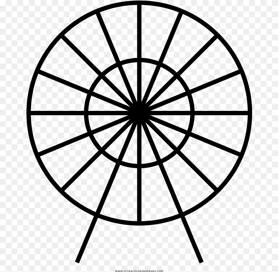 Ferris Wheel Coloring Page, Gray Free Transparent Png