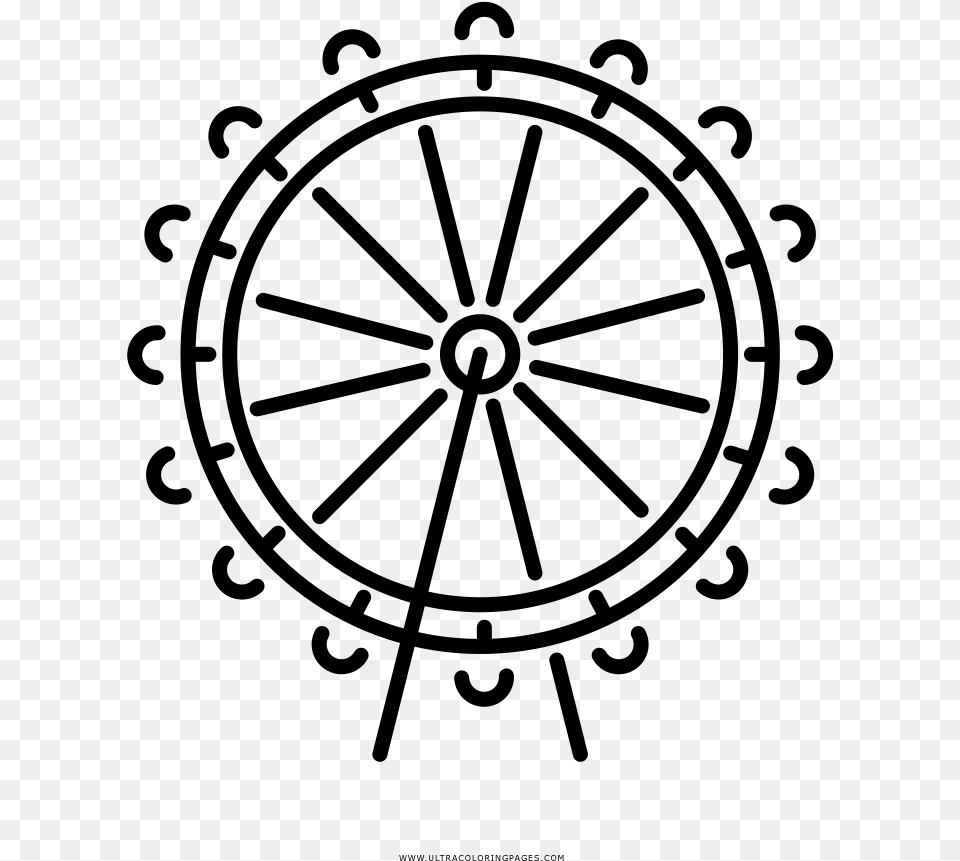 Ferris Wheel Coloring Page, Gray Free Png Download
