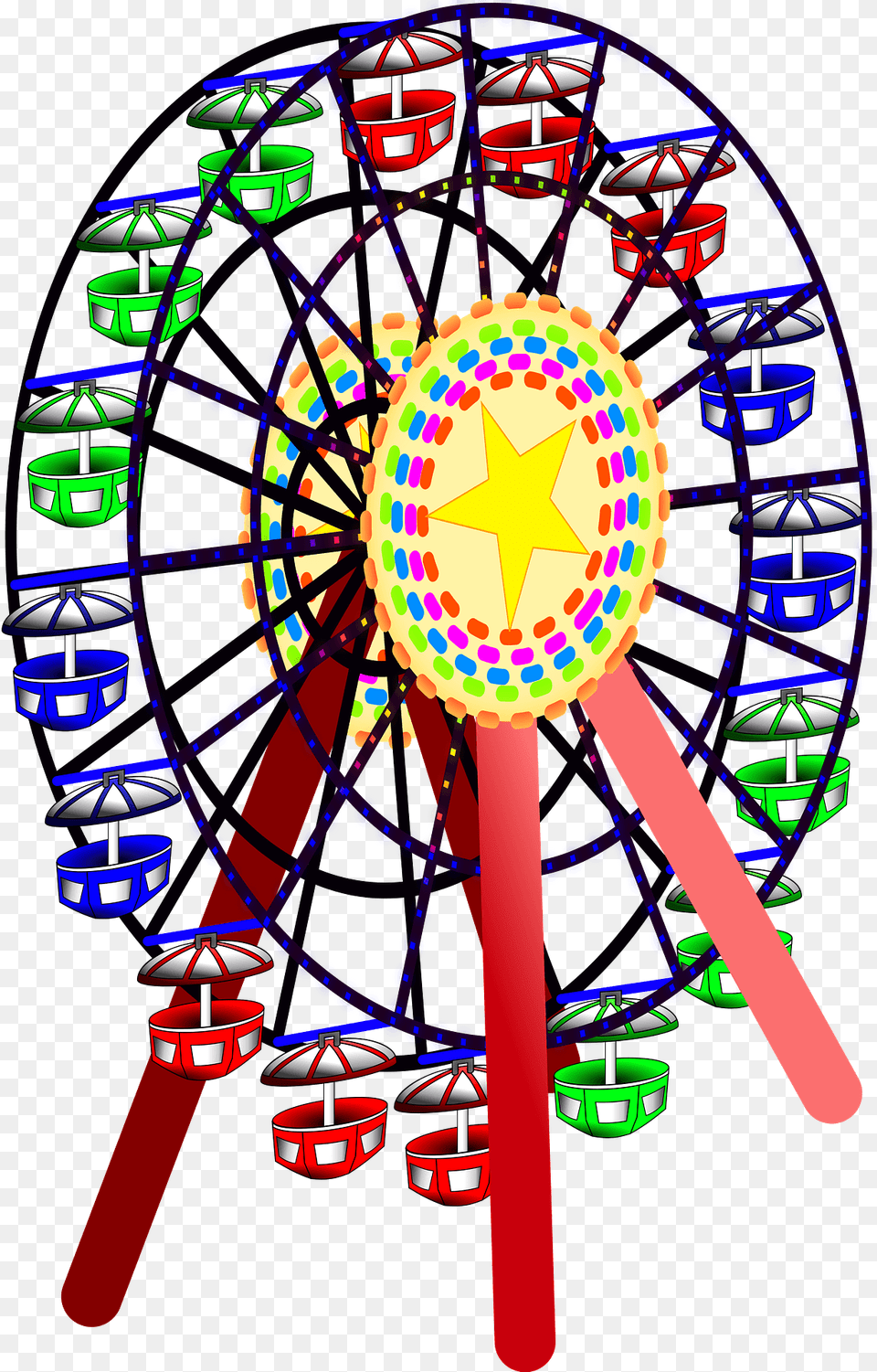 Ferris Wheel In Color Clipart, Amusement Park, Chandelier, Ferris Wheel, Fun Free Png Download