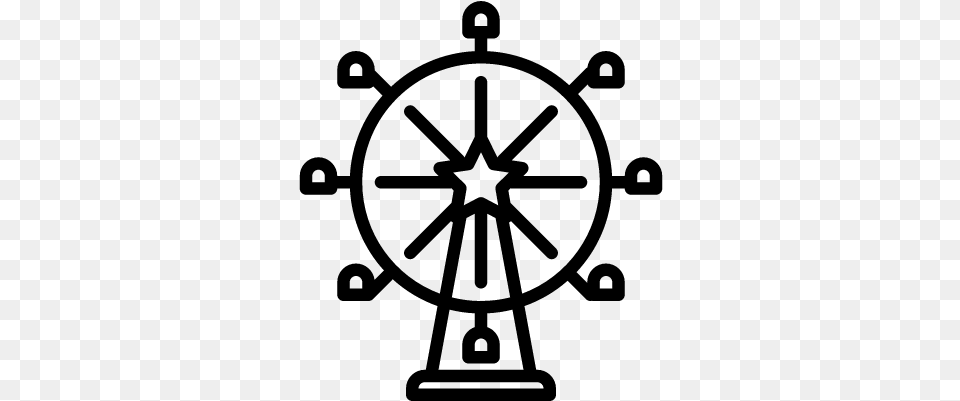 Ferris Wheel Vector Simple Ship Wheel Tattoo, Gray Free Png Download