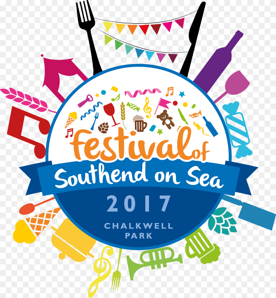 Festival Of Southend Logo With Background Food Festive Logo, Advertisement, Fork, Cutlery, Poster Png Image