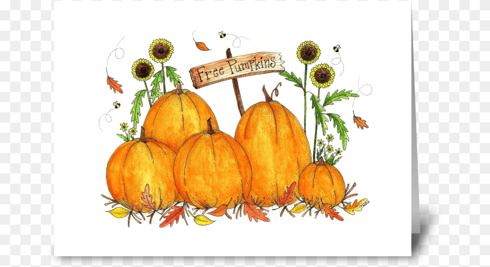 Festive Fall Pumpkin Patch Greeting Card Pumpkin, Food, Plant, Produce, Vegetable Free Png