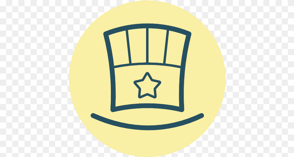 Festive Fourth Of July Hat With Star Top Tophat Icon Starset Logo, Symbol, Emblem, Furniture Png