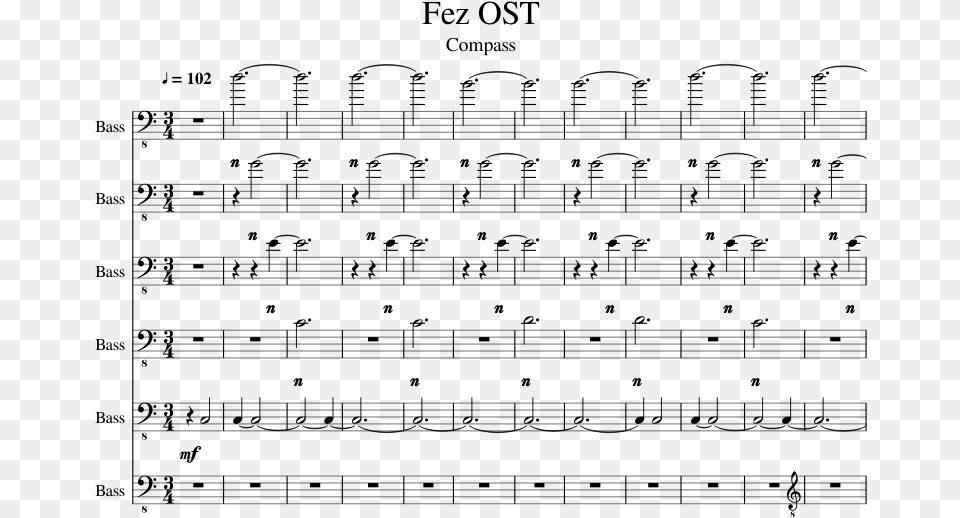 Fez Ost Compass Fez Game Sheet Music, Gray Free Transparent Png
