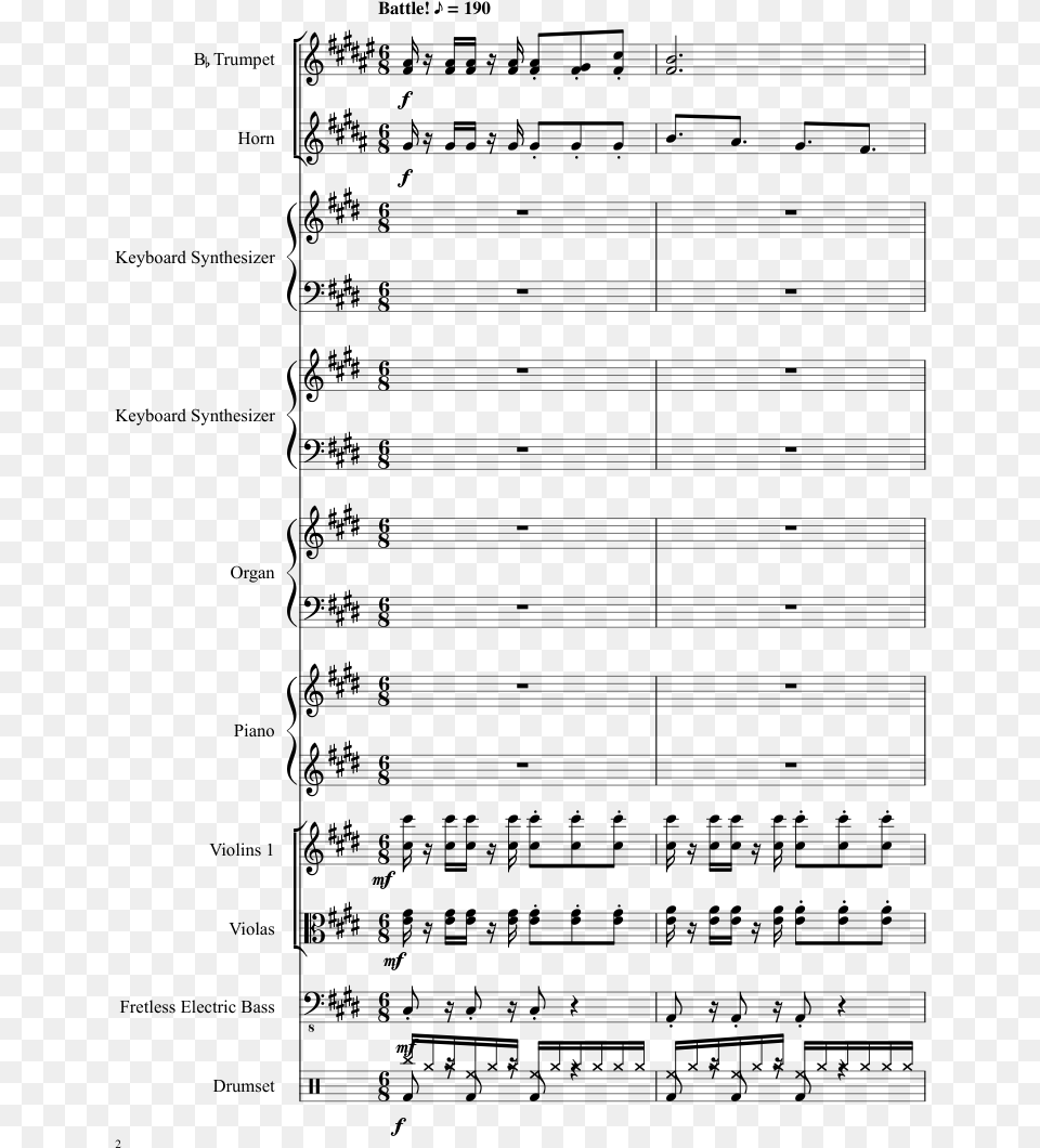 Ffx Battle Theme Sheet Music 2 Of 30 Pages Ff10 Battle Theme Trumpet, Gray Free Transparent Png