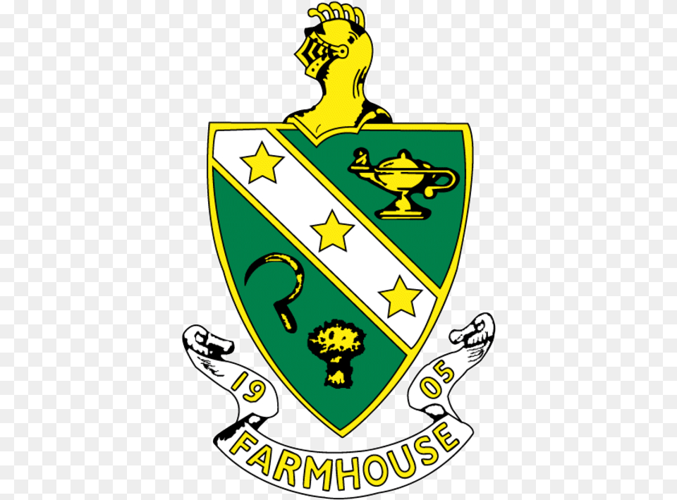Fh Crest Farmhouse Fraternity Crest, Armor, Shield, Person, Logo Png