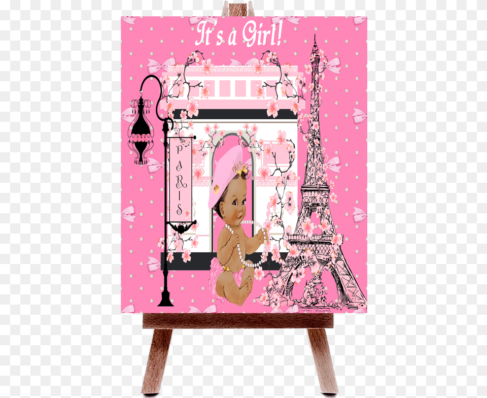 Fiat Expressions Pink Eiffel Tower Paris Baby Shower Picture Frame, Person, Face, Head Free Png