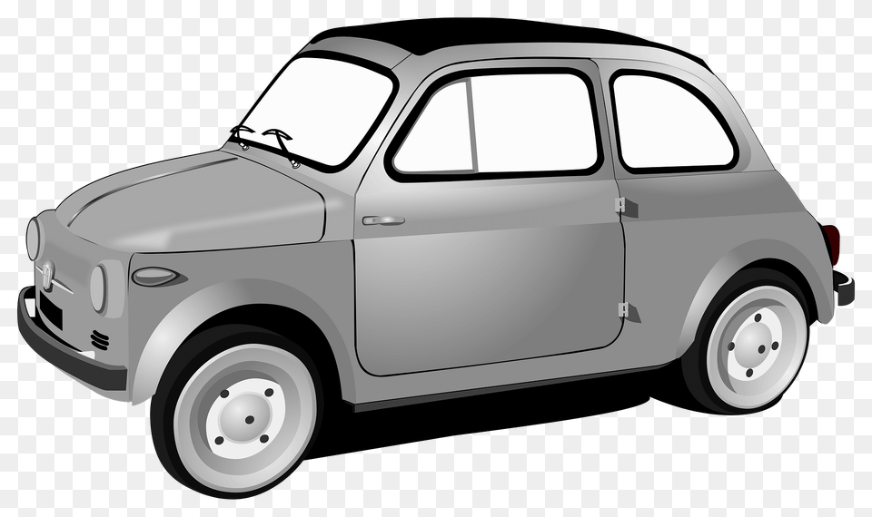 Fiat Nuova 500 Black And White Clipart, Car, Sedan, Transportation, Vehicle Free Transparent Png