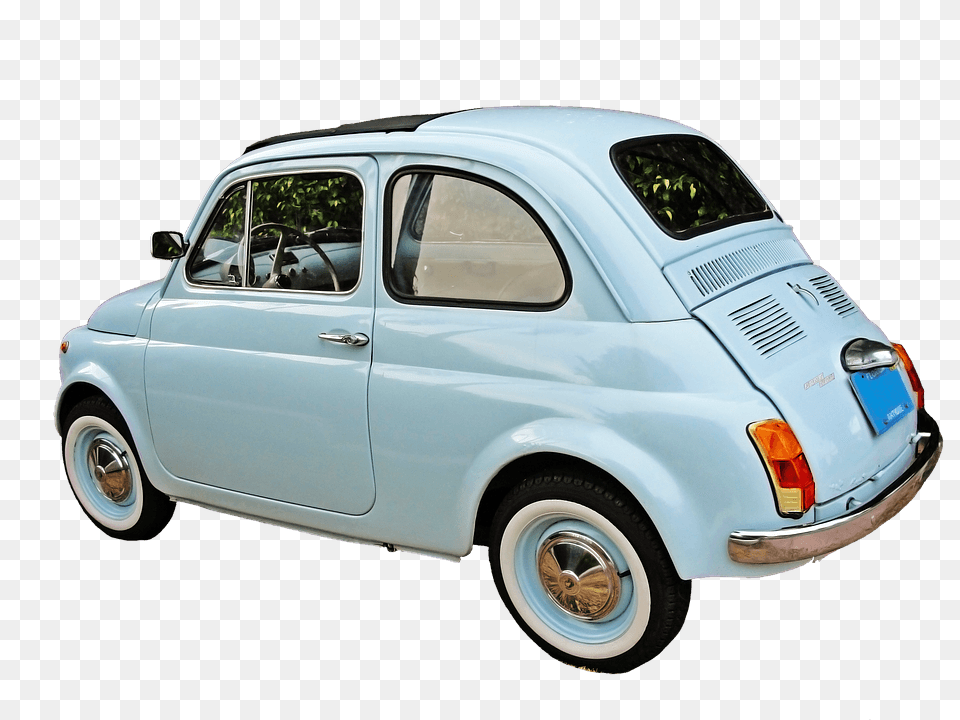 Fiat Vintage Blue, Car, Vehicle, Transportation, Sedan Png