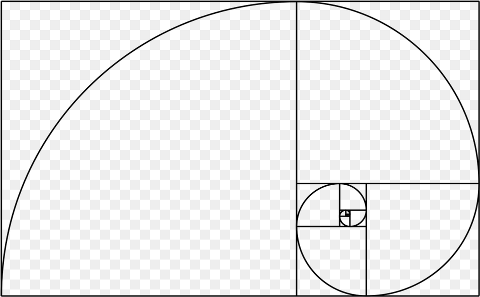 Fibonacci Spiral, Gray Free Png