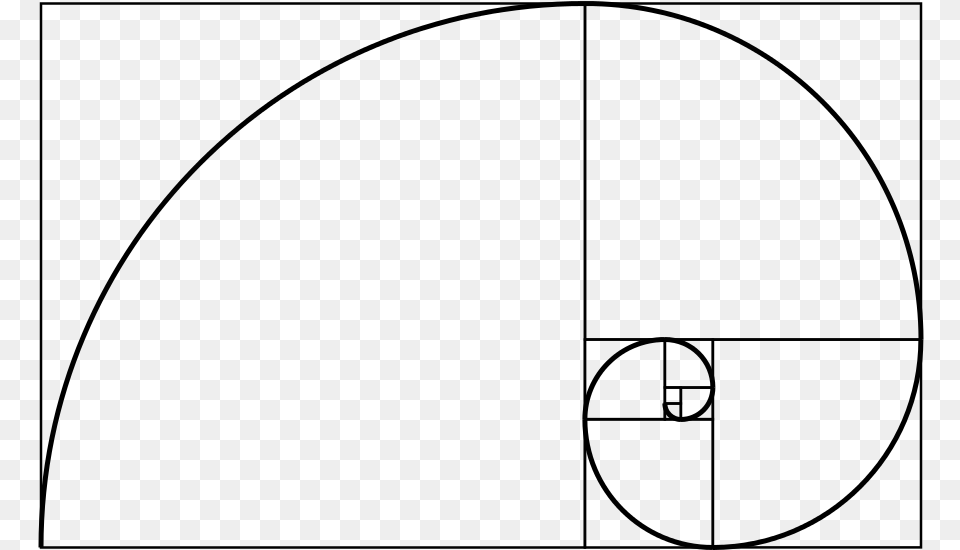 Fibonacci Spiral, Gray Png