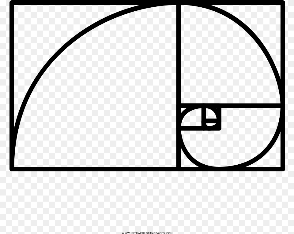 Fibonacci Spiral, Gray Png