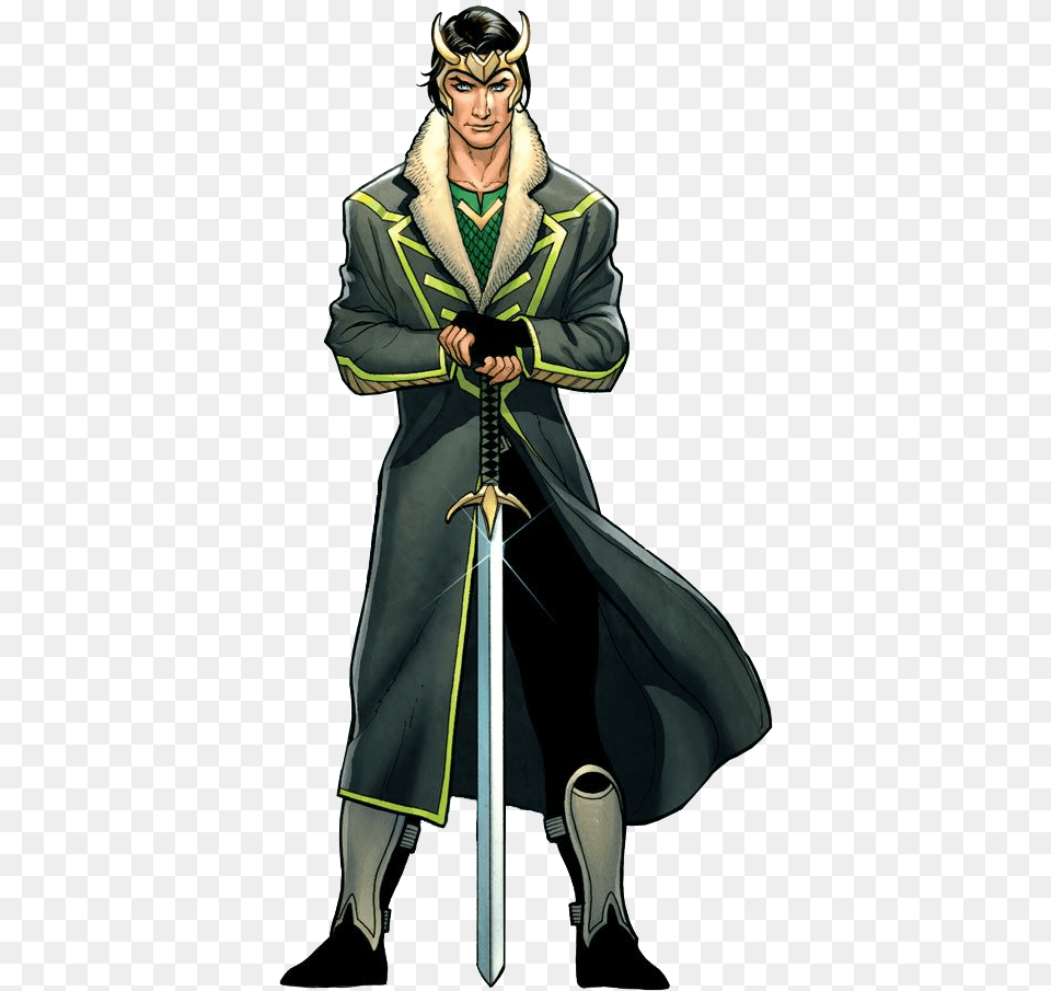 Fictional Battle Omniverse Wiki Comic Loki Transparent, Clothing, Coat, Adult, Sword Free Png Download