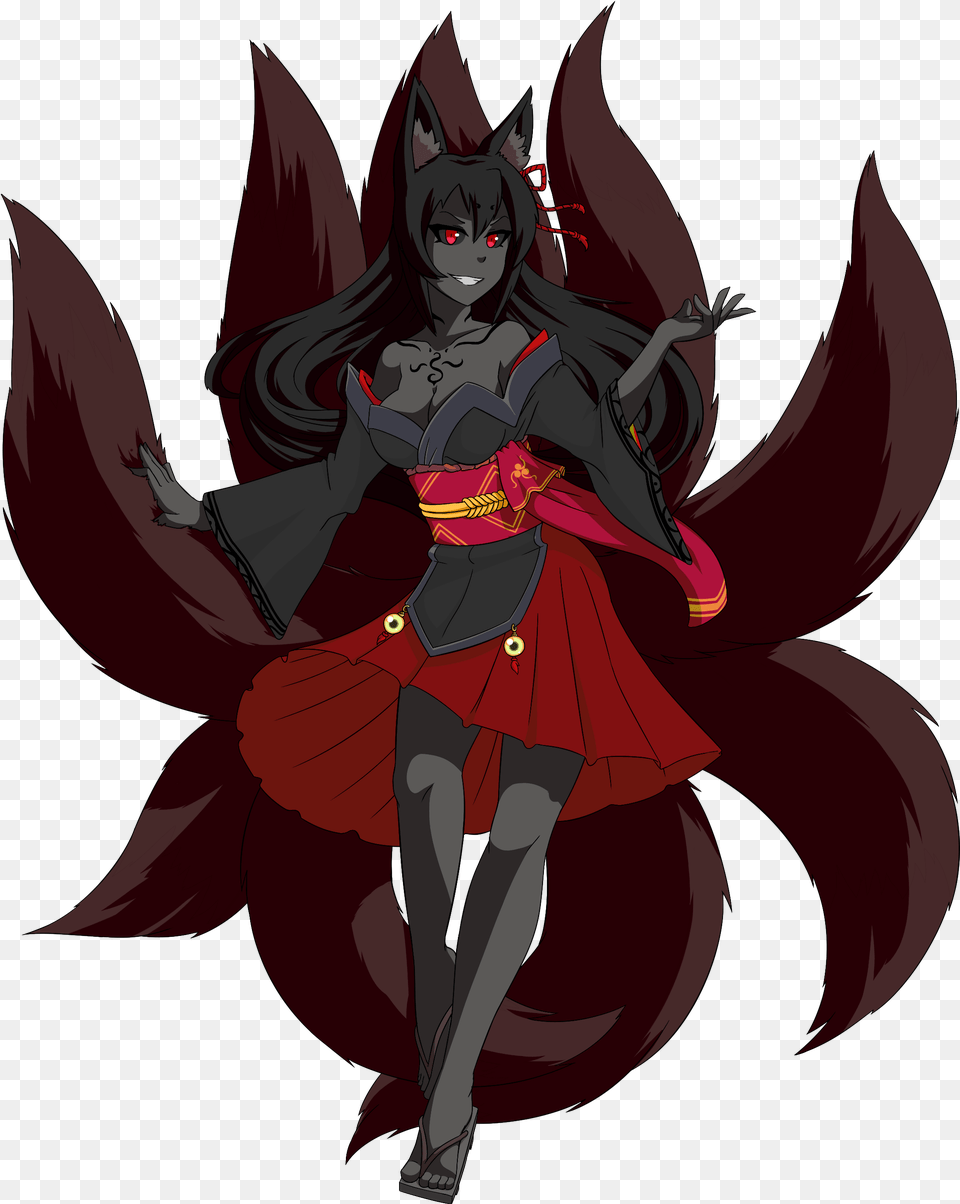 Fictional Character Mythical Creature Supernatural Black Kitsune Anime Girl, Book, Comics, Publication, Adult Free Png