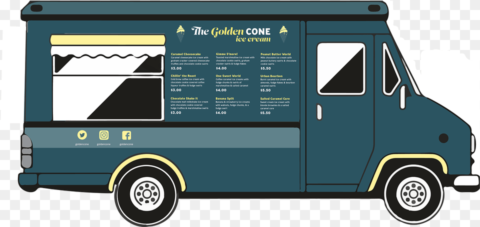 Fictitious Ice Cream Truck With Billboard And Banner Food Truck, Transportation, Vehicle, Moving Van, Van Png Image