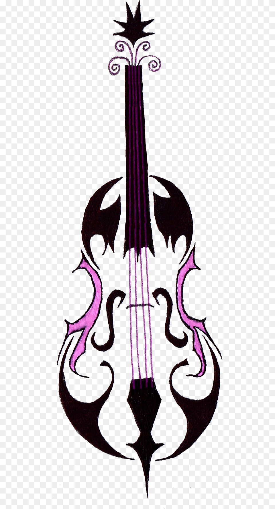 Fiddle Drawing Tribal Clipart Tribal Cello Tattoo, Musical Instrument Free Transparent Png