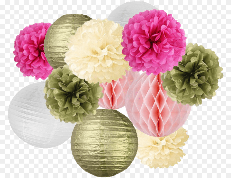 Fiesta De Sala Chica Del Partido Temas Decoracion Con Faroles Chinos Y Pompones, Dahlia, Flower, Plant, Paper Free Png