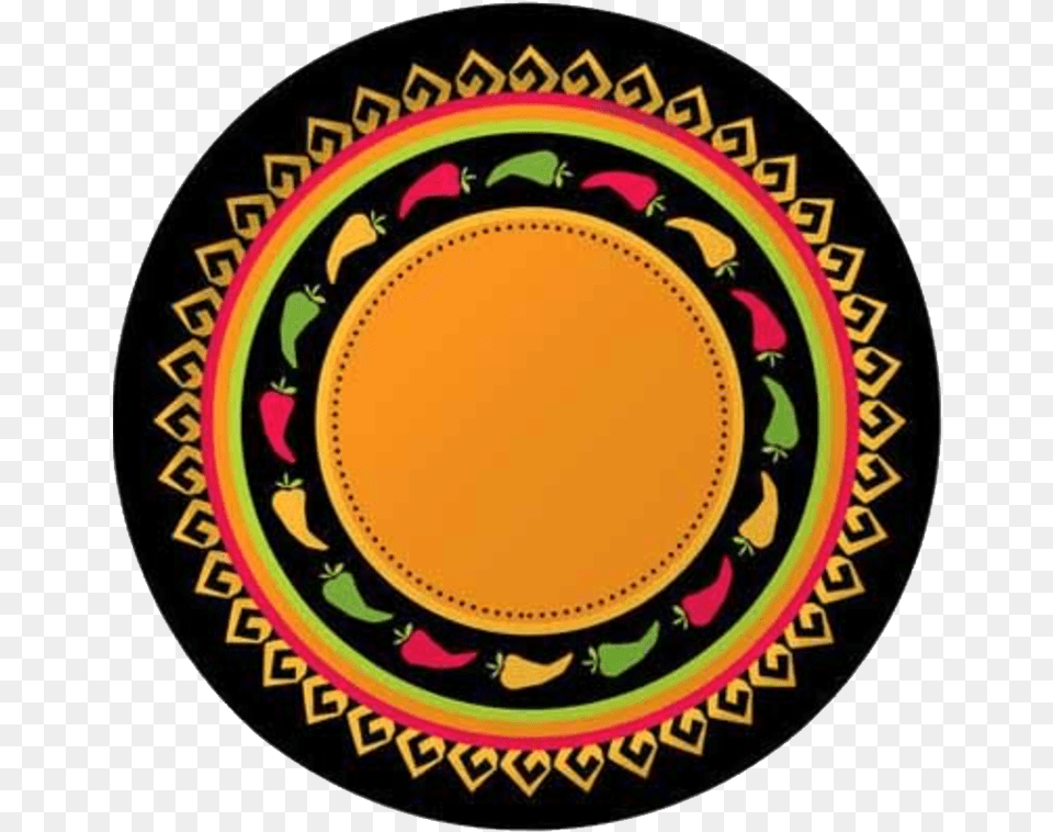 Fiesta Mexican Party Dinner Plates Cinco De Mayo Round Rug, Pattern, Plate, Art, Emblem Png Image