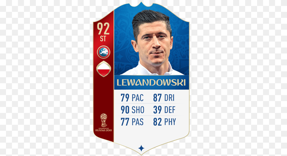 Fifa 18 Uefa World Cup Ratings Lewandowski, Text, Adult, Male, Man Png